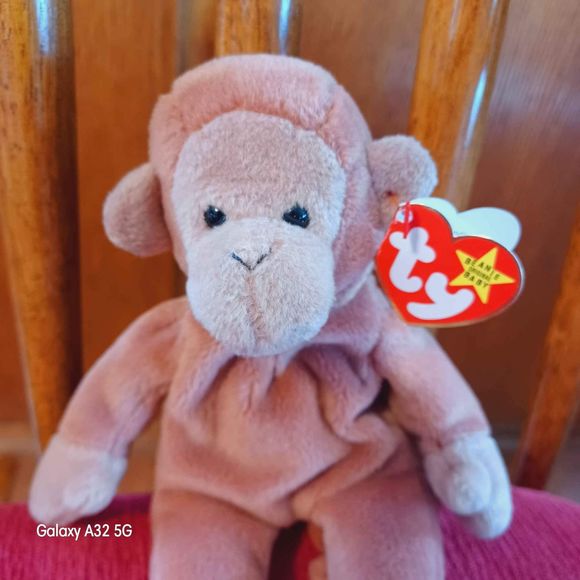 TY Beanie Baby Bongo the brown monkey 4th gen hang tag and third gen. tush tag - Picture 1 of 8